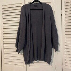 V ery J size Medium Dark Grey Blue Balloon Sleeve Oversize Cardigan